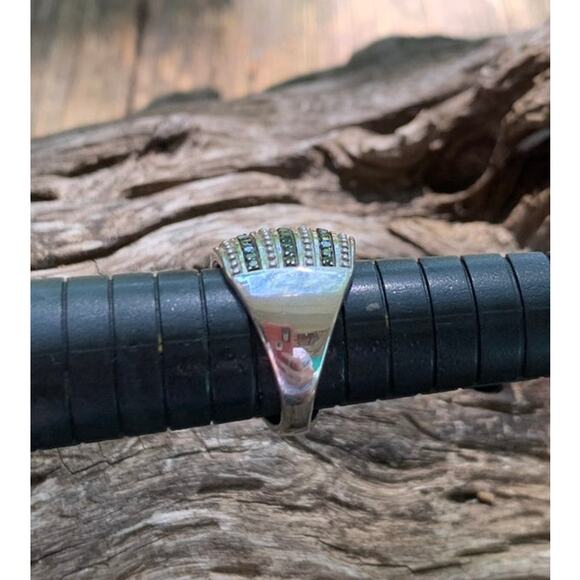 Sterling Silver and Green Diamond Ring by SJ - Picture 4 of 5